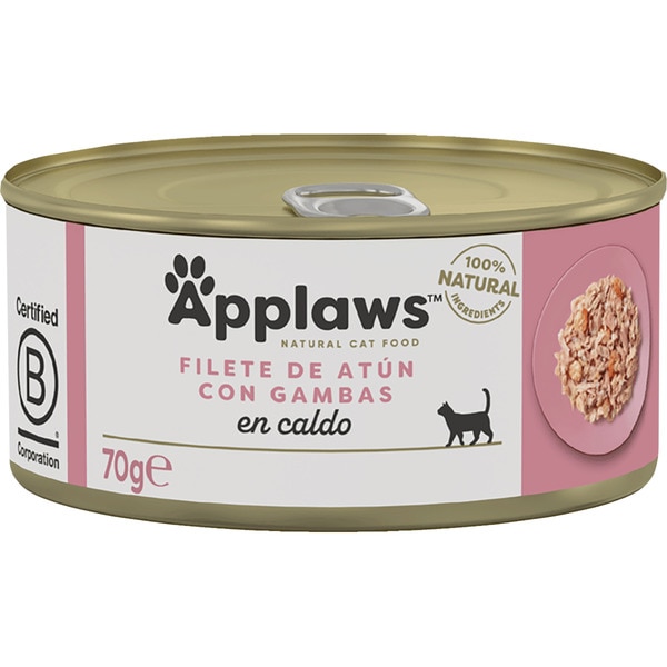 Wet food tuna fillet with prawns for adult cats tin 70 g