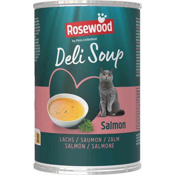Delidrink cat snack in soup with salmon tin 135 g