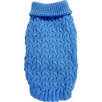 FRED&RITA Grob geflochtener Strickpullover für Hunde in Hellblau 35 cm 1 Einheit