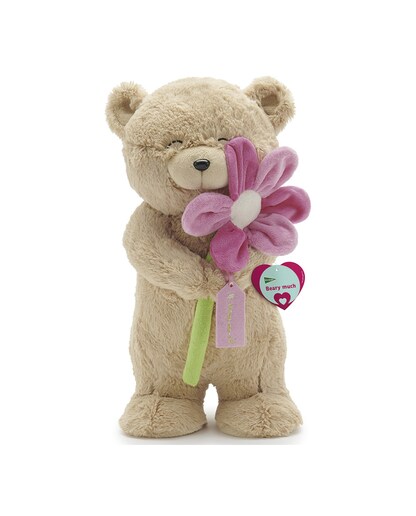 Oso marrón de peluche 55 cm marrón con flor El Corte Inglés