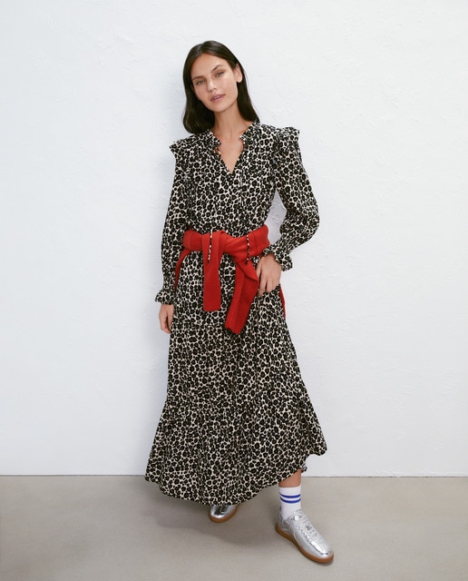Vestido largo animal print