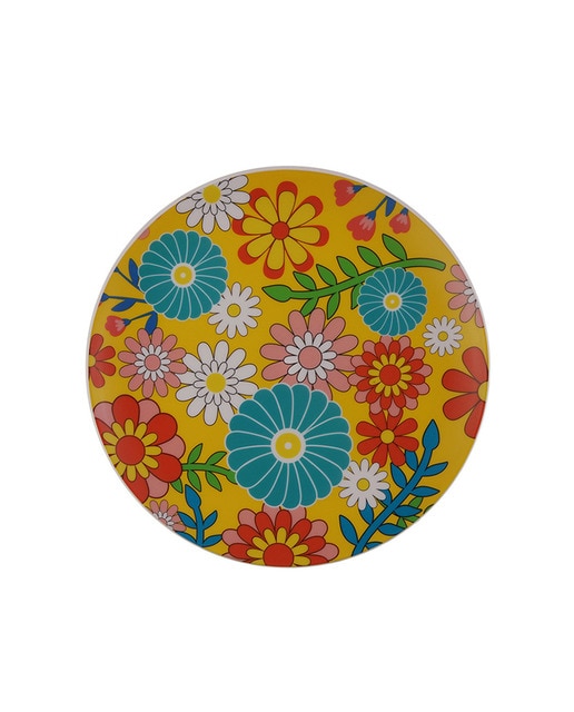 Plato amarillo flores 25 cm