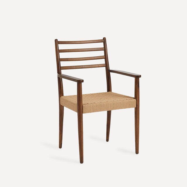 Sillón de comedor de madera de nogal y ratán Budy El Corte Inglés