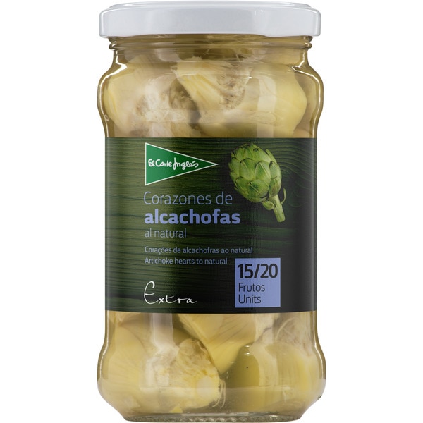corazones de alcachofa 15-20 piezas frasco 160 g neto escurrido