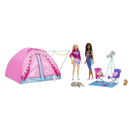 Muñeca  Cosa de dos Malibu y Brooklyn con carpa de camping
