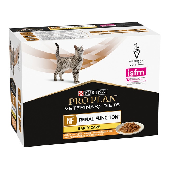 PRO PLAN VETERINARY DIETS – Comida húmeda para gatos adultos Purina Pro Plan Función Renal Early Care Dietas Veterinarias pollo 10 sobres.