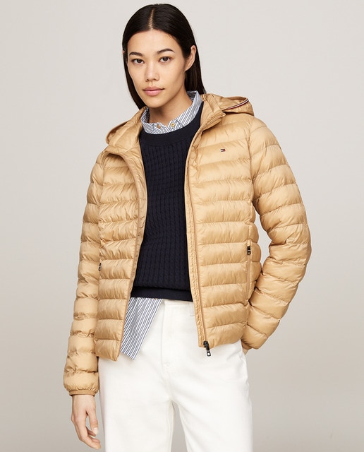 Tommy Hilfiger - Chaqueta plumífera de mujer con cierre de cremallera y capucha.