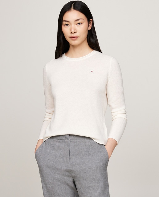 Tommy Hilfiger - Jersey de mujer con cuello redondo y manga larga.