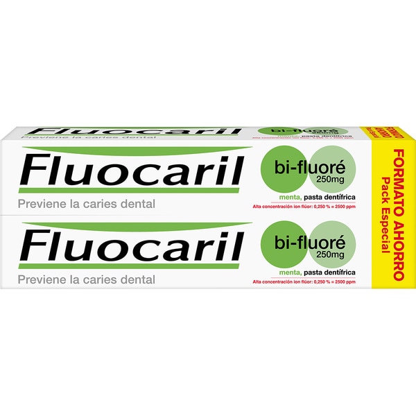 Pack Bi-fluoré Zahnpasta, verhindert Blutungen und Entzündungen des Zahnfleisches 125+125 ml