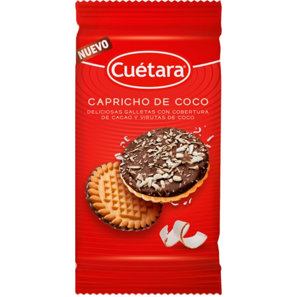 Bolachas com Cobertura de Chocolate e Pedaços de Coco embalagem 160 g
