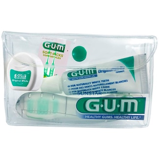 GUM Whitening travel kit case 1 each travel brush + toothpaste 12 ml + dental floss + interdental sticks