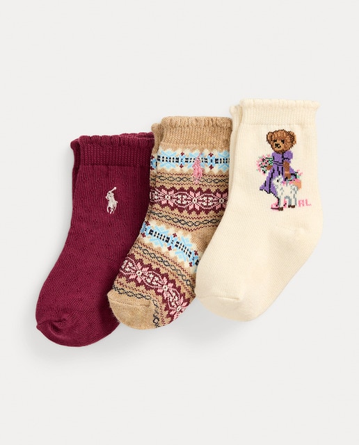Pack de 3 calcetines de bebé niña con Polo Bear