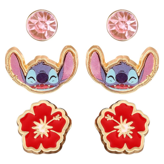 Set 3 Pendientes Stitch flores Lilo&Stitch Disney Peers Hardy