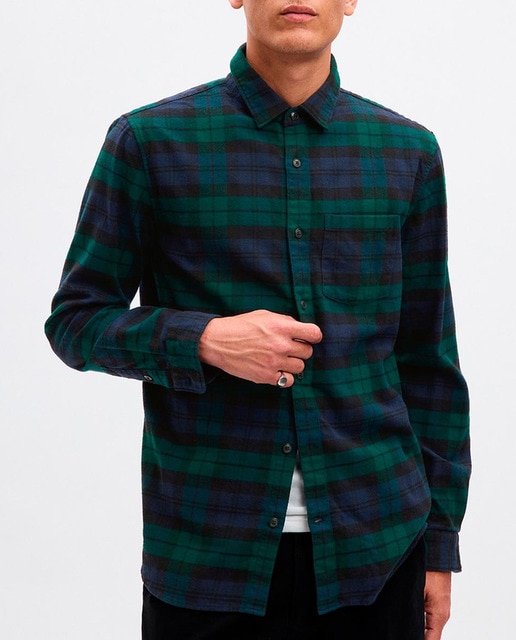 Camisa hombre de franela de peso medio 100% algodón orgánico