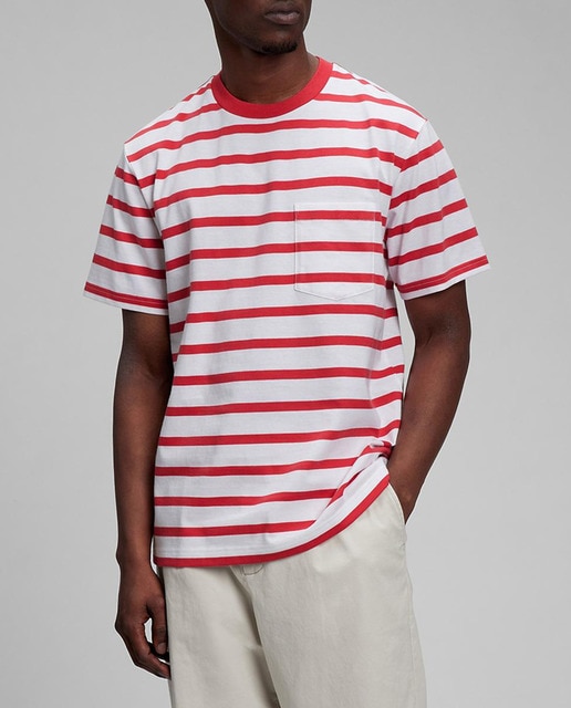 Camiseta de hombre en algodón orgánico roja de manga corta