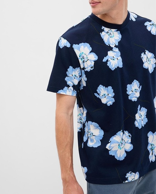 Camiseta de hombre estampado floral 100% algodón orgánico