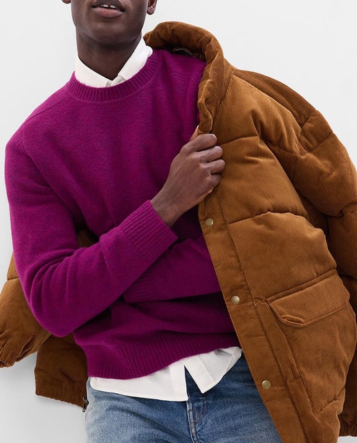 Jersey de hombre con poliéster reciclado y cuello caja