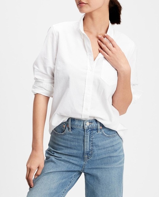 Camisa de manga larga lisa mujer