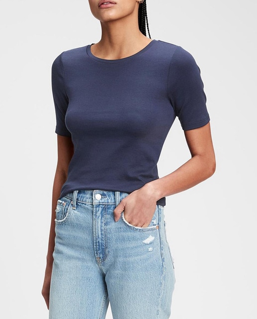 Camiseta lisa de mujer con manga corta