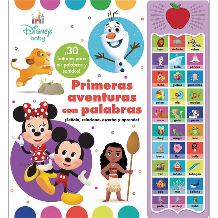 PRIMERAS AVENTURAS CON PALABRAS. DISNEY BABY. 30 BOTONES CON VOZ Y SONIDOS: 30 BOTONES CON VOZ Y SONIDO  (Tapa dura)