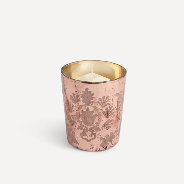 Vaso de vela mercurizado Hojas Navidad El Corte Inglés