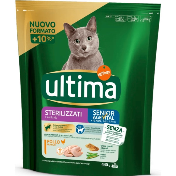 Alimento Seco para Gato Esterilizado Sénior sabor Frango embalagem 440 g
