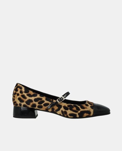 Merceditas mujer en textil con estampado leopardo