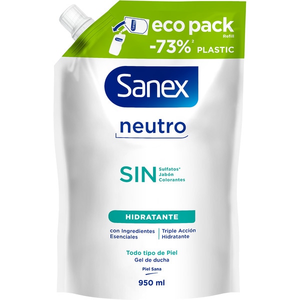 Neutral Moisturising bath gel with essential ingredients eco pack container 950 ml for all skin types