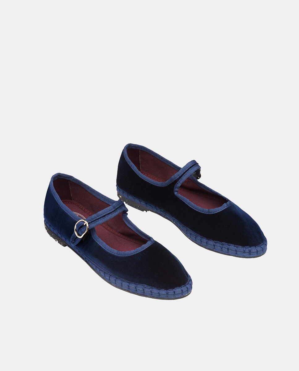Sapatos de Presilha em Veludo Flabelus Azul-marinho-3