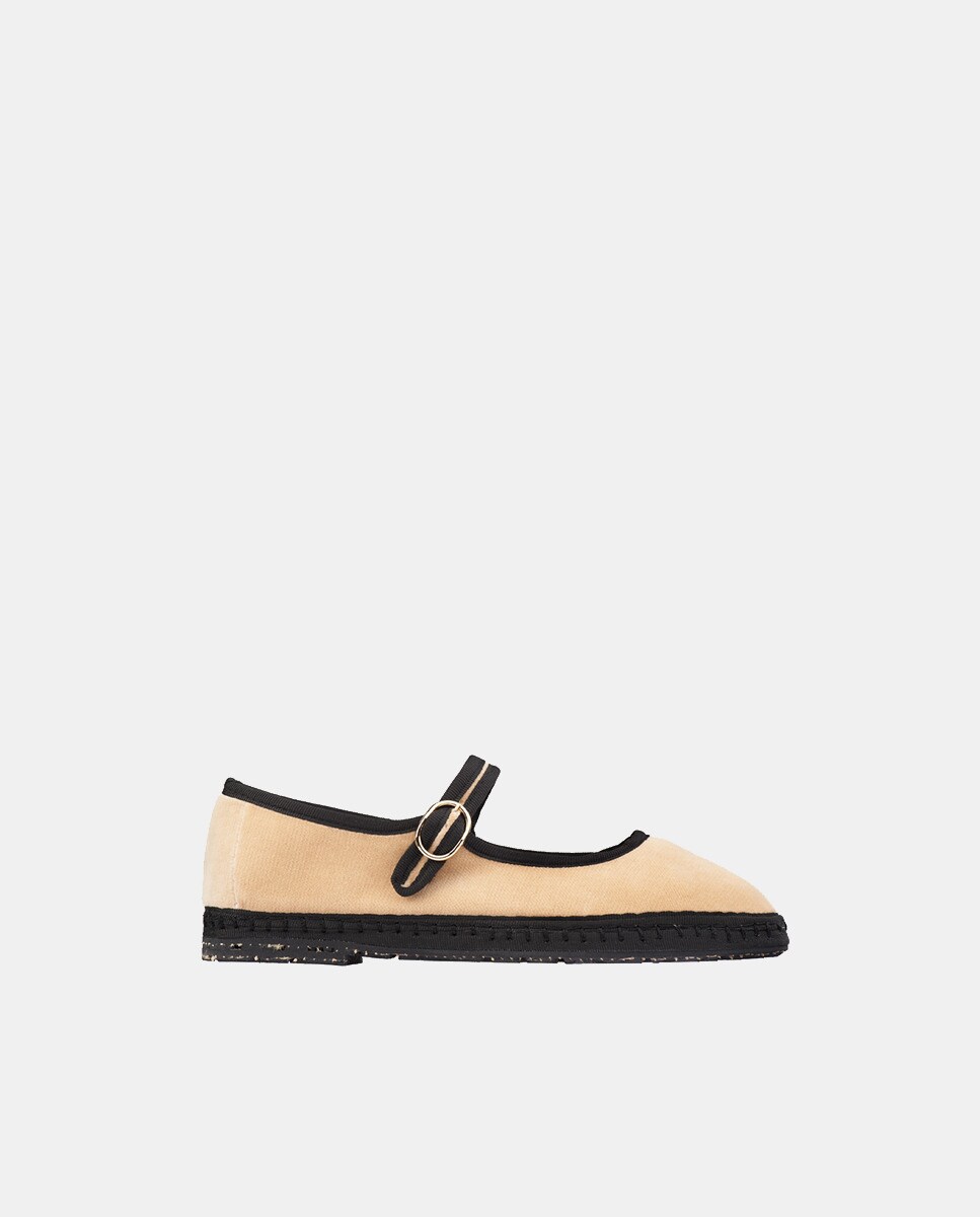 Sapatos de Presilha em Veludo Flabelus Natural-1