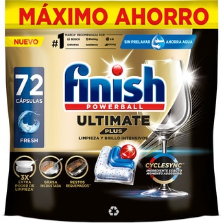 FINISH detergente lavavajillas Powerball Ultimate Plus Fresh bolsa 72 pastillas