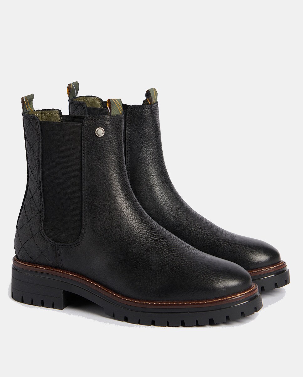 Botins Rasos Chelsea em Pele Preto-4