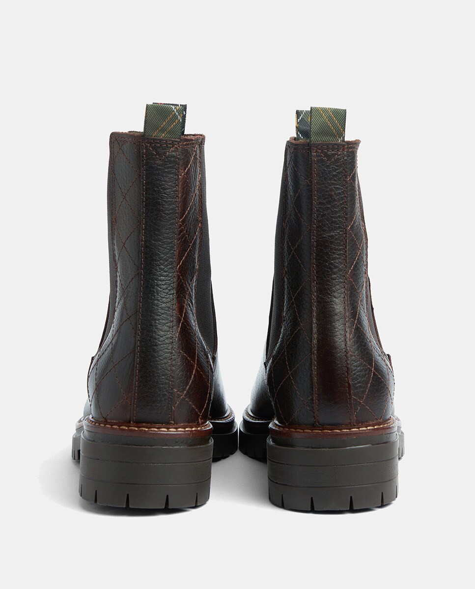 Botins Rasos Chelsea em Pele Castanho-escuro-4
