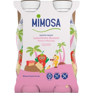 Mimosa Iogurte Líquido Lanchinho Bom Banana e Morango Pack 4 unidades embalagem 151 ml