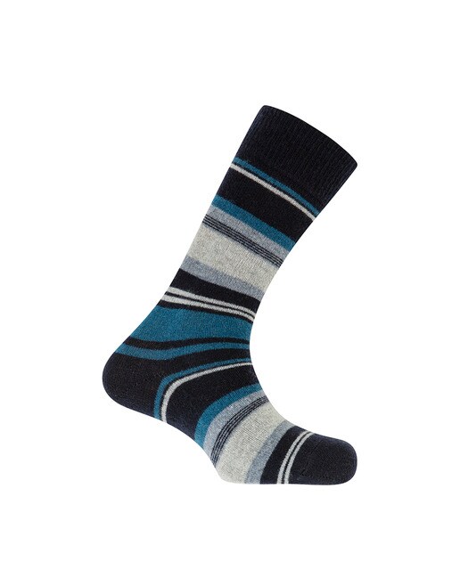 Calcetín corto de lambswool listado. Hecho en España