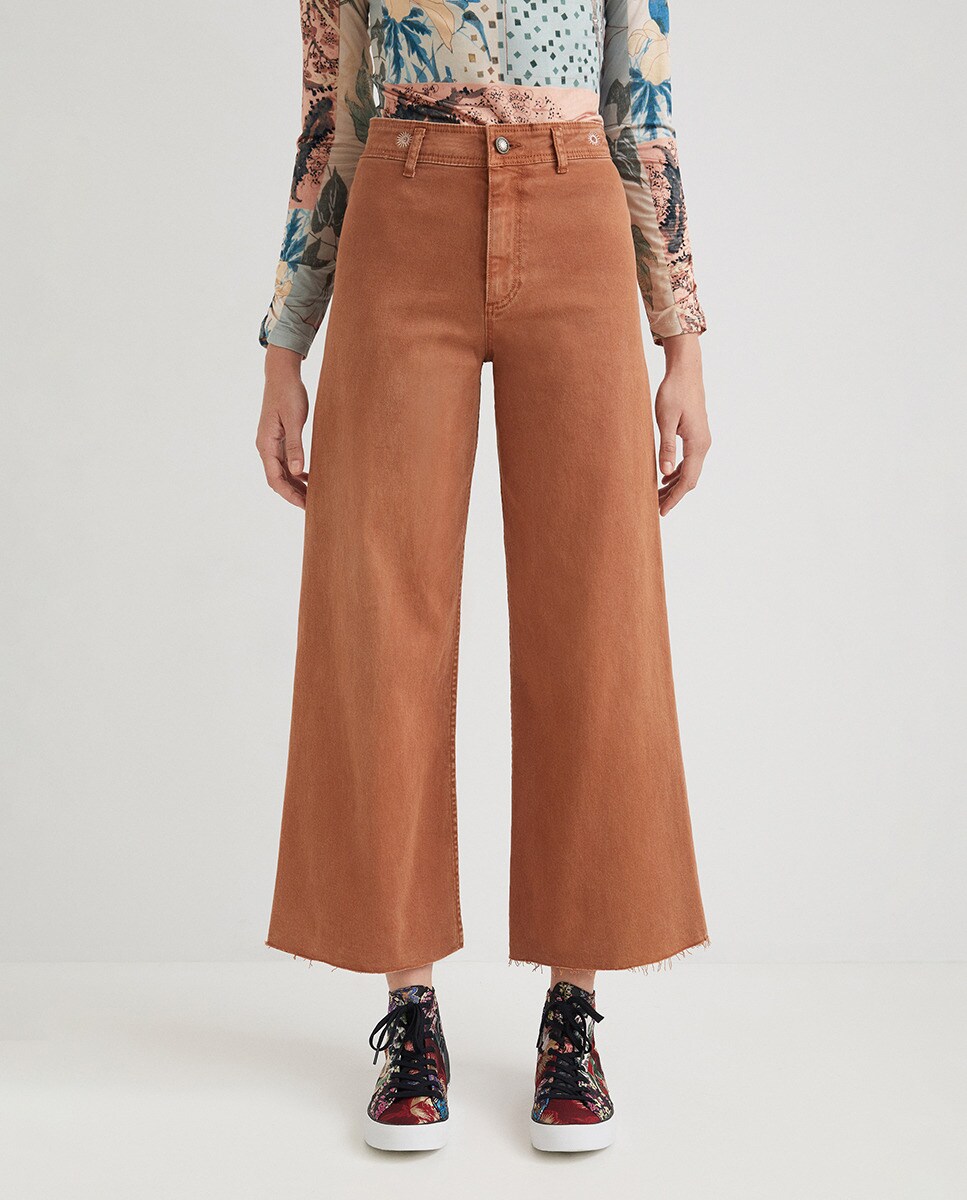 Desigual Pantalón Pata Ancha Liso.. Talla 36 (36)