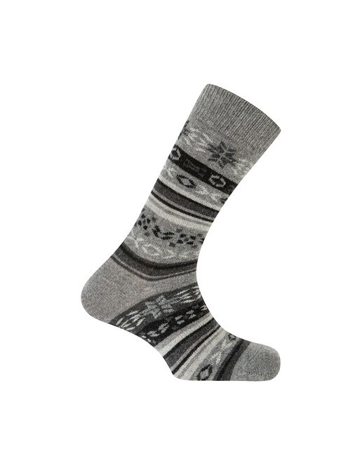 Calcetín corto de lambswool cenefa nórdica, Hecho en España