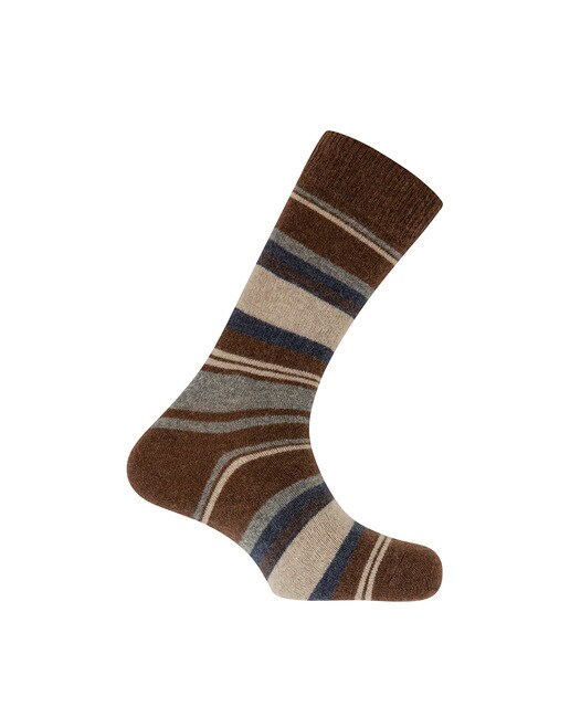 Calcetín corto de lambswool listado. Hecho en España