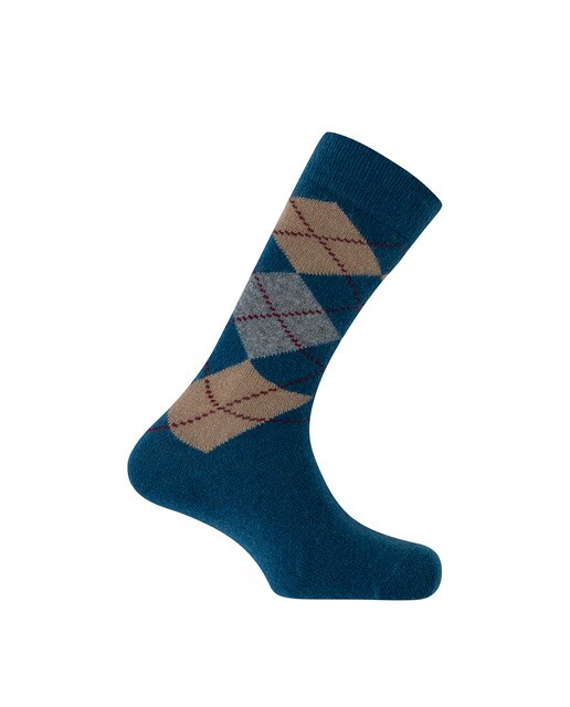 Calcetines de lana con cashmere de rombos