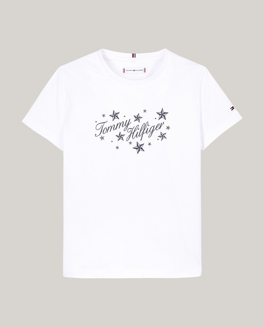 Camiseta de bebé niña de manga corta con cuello redondo