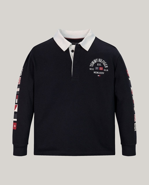 Polo de bebé niño de manga larga con cuello a contraste