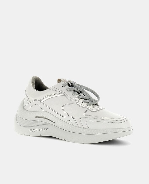 Zapatillas Rocha de mujer tipo running en piel con plataforma y cierre de cordones