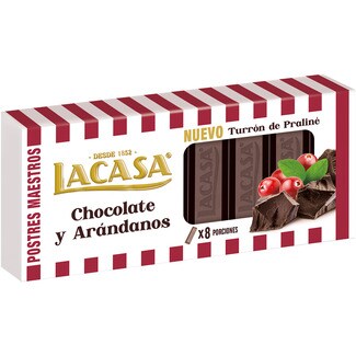 LACASA Postres Maestros Schokoladenpraline-Turrón mit Blaubeeren 8 Portionen Tafel 225 g