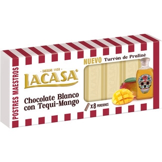 LACASA Postres Maestros weiße Schokoladenpraline-Turrón mit Tequi-Mango 8 Portionen Karton 225 g