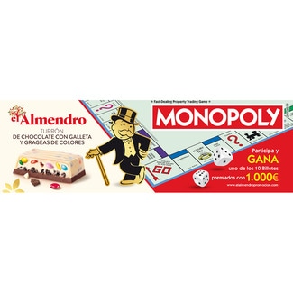 EL ALMENDRO Monopoly chocolate nougat with biscuit and coloured sprinkles tablet 150 g