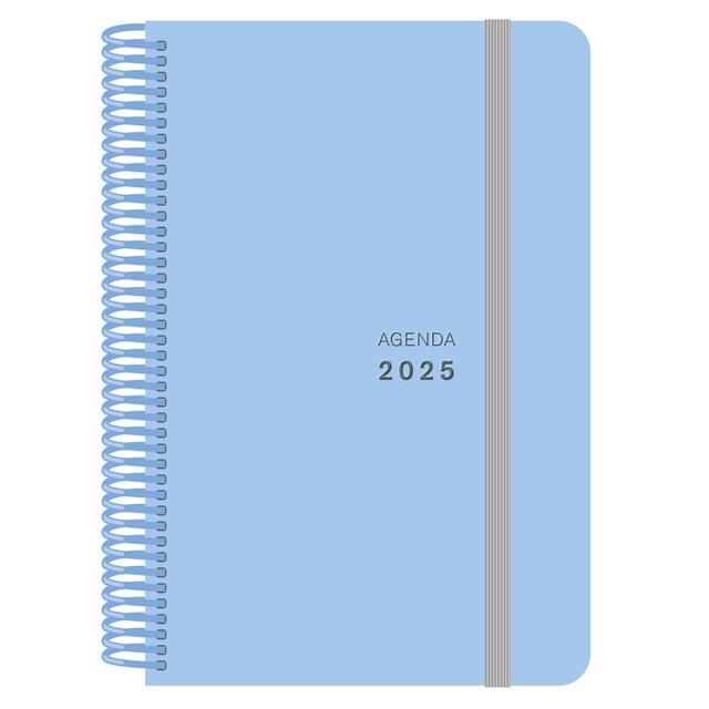 Agenda anual 2025 1 día por página Azul pastel Senfort.