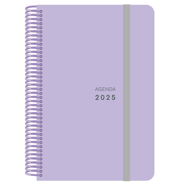 Agenda anual 2025 1 día por página Lila pastel Senfort.