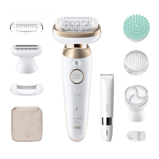 Depiladora eléctrica Braun Silk-épil 9 Flex SkinSpa, con cabezal 360, uso en seco y húmedo