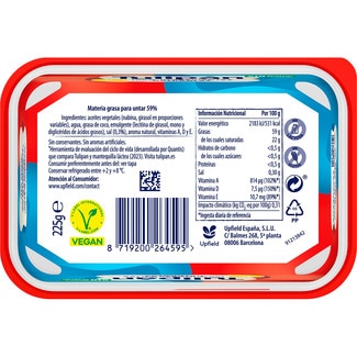 Margarina original sin aceite de palma sin gluten tarrina 225 g - Tulipan