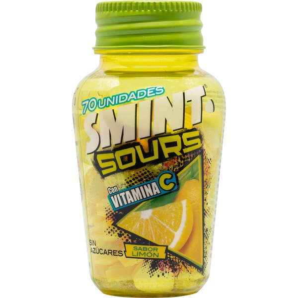 Sours caramelos duros sabor limón con vitamina C sin azúcares bote 49 g